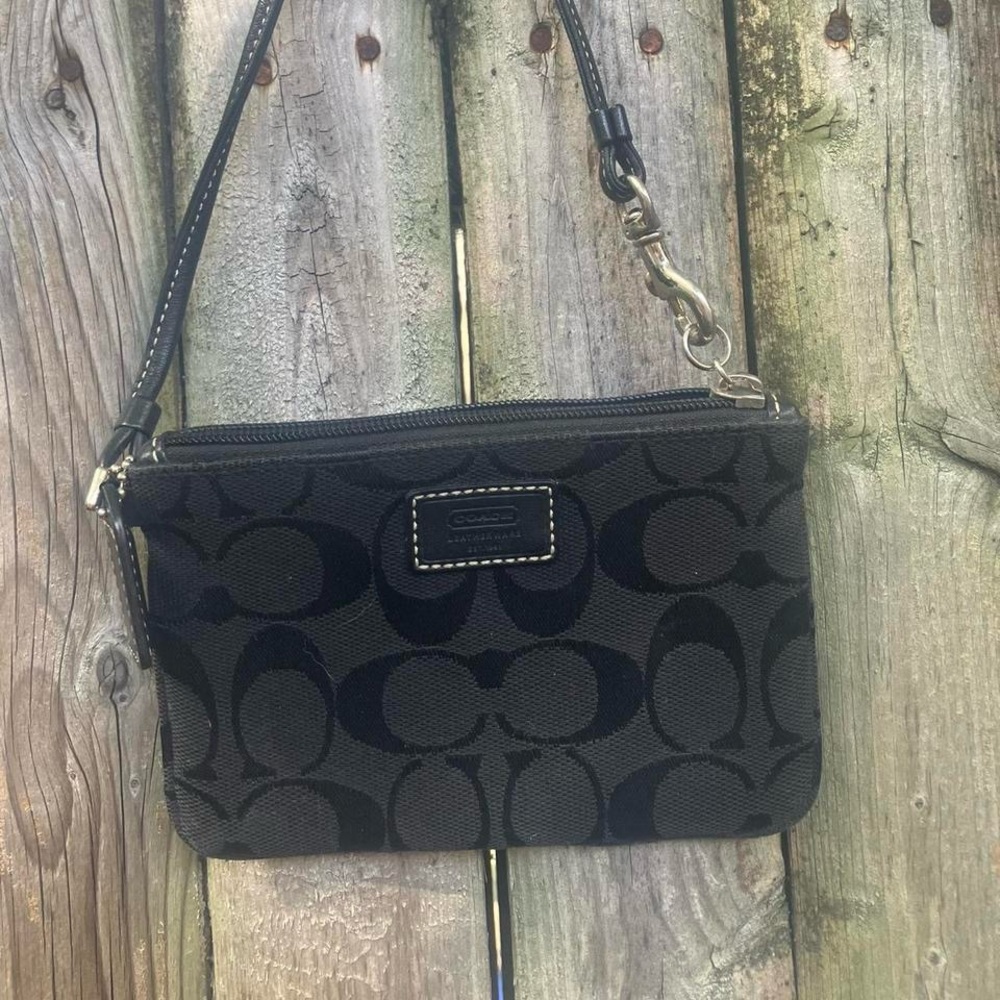 Coach Black and Gray Signature Wristlet